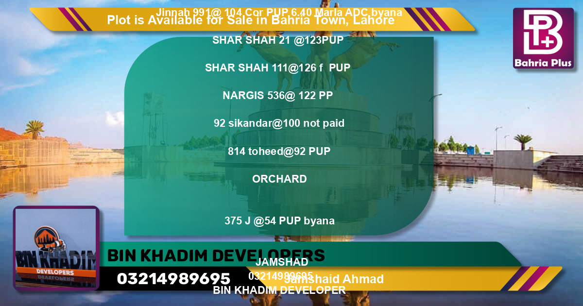 Residential Plot for Sale in Bahria Town, Lahore - (BP-88196)