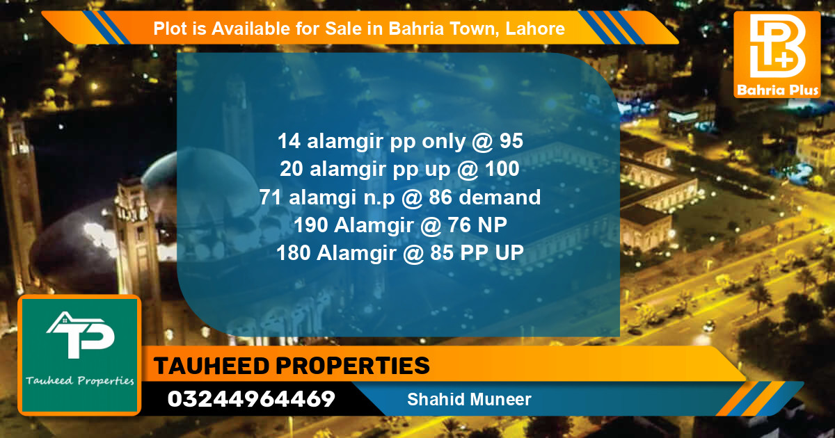 Residential Plot for Sale in Bahria Town, Lahore - (BP-88209)