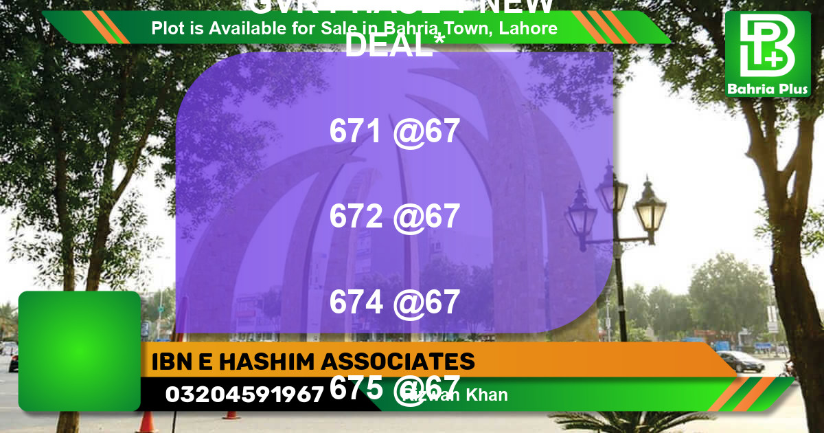 Residential Plot for Sale in Bahria Town, Lahore - (BP-88228)