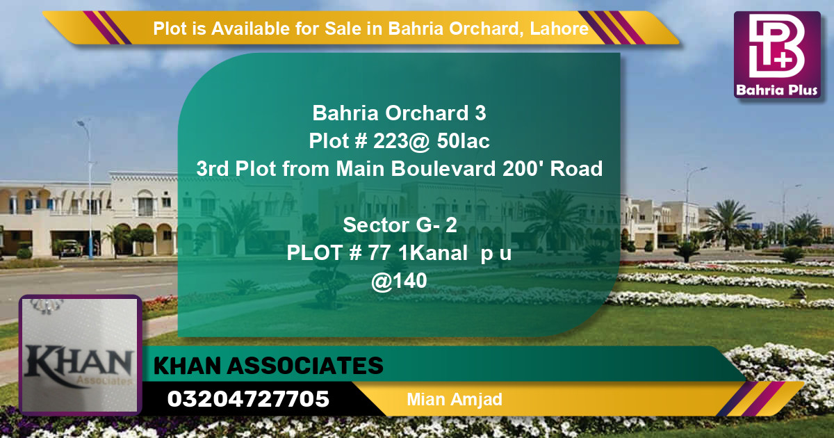 Residential Plot for Sale in Bahria Orchard, Lahore - (BP-88238)
