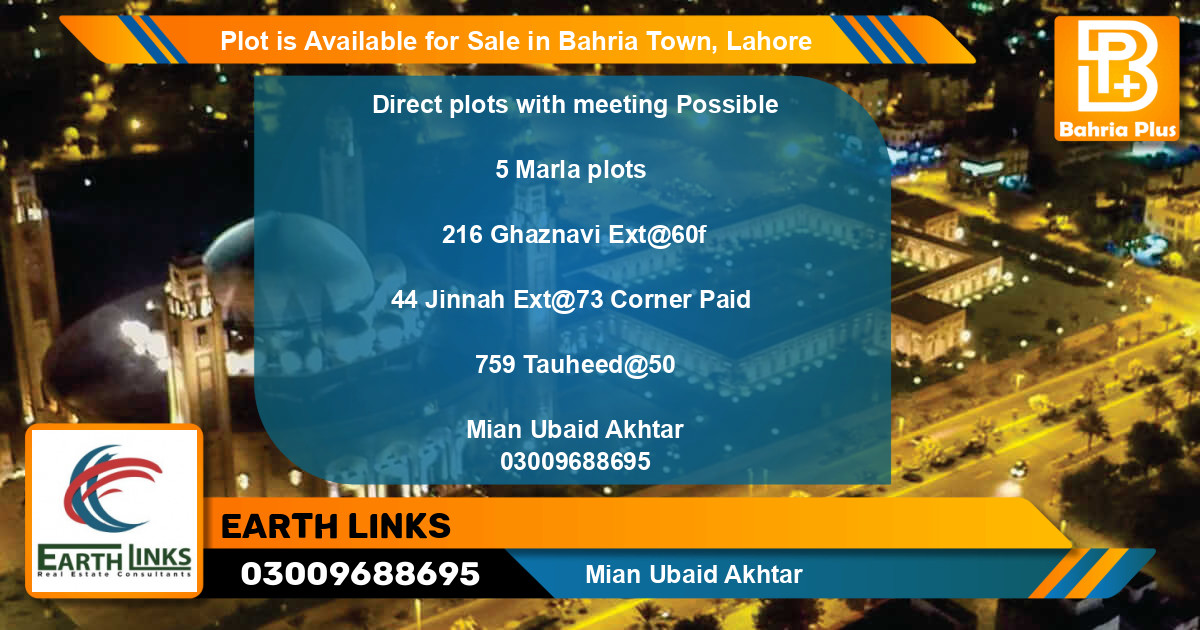 Residential Plot for Sale in Bahria Town, Lahore - (BP-88250)