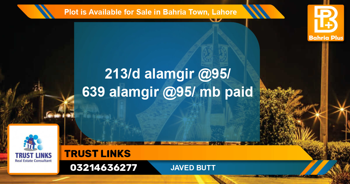 Residential Plot for Sale in Bahria Town, Lahore - (BP-88283)