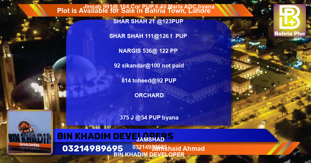 Residential Plot for Sale in Bahria Town, Lahore - (BP-88289)