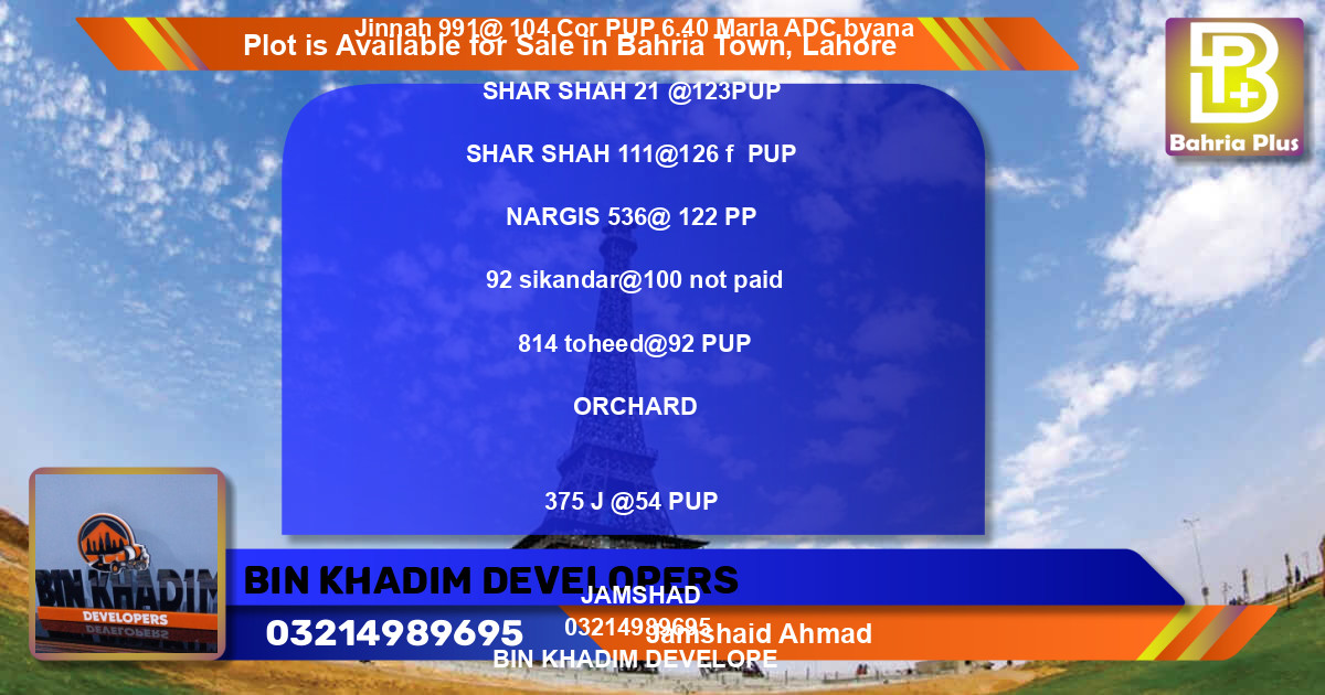 Residential Plot for Sale in Bahria Town, Lahore - (BP-88290)