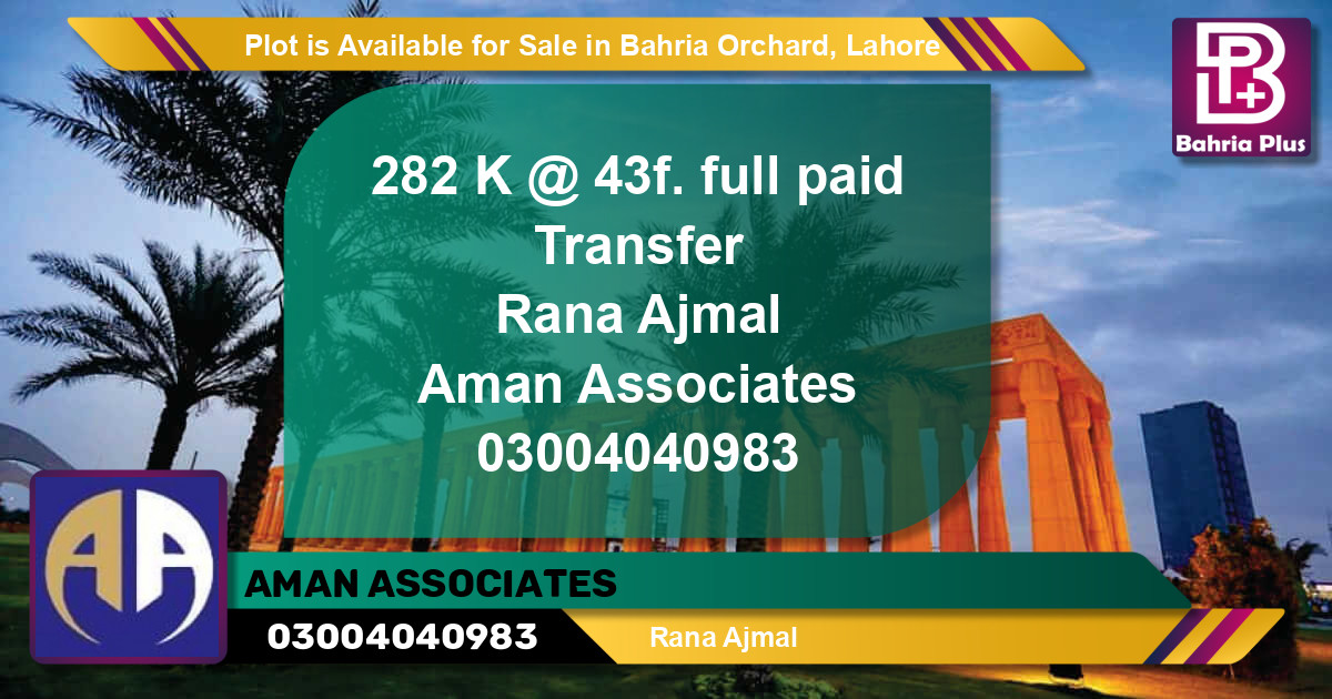 Residential Plot for Sale in Bahria Orchard, Lahore - (BP-88297)