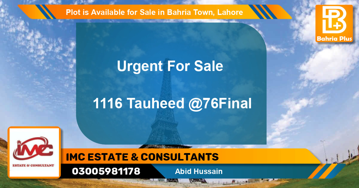 Residential Plot for Sale in Bahria Town, Lahore - (BP-88313)