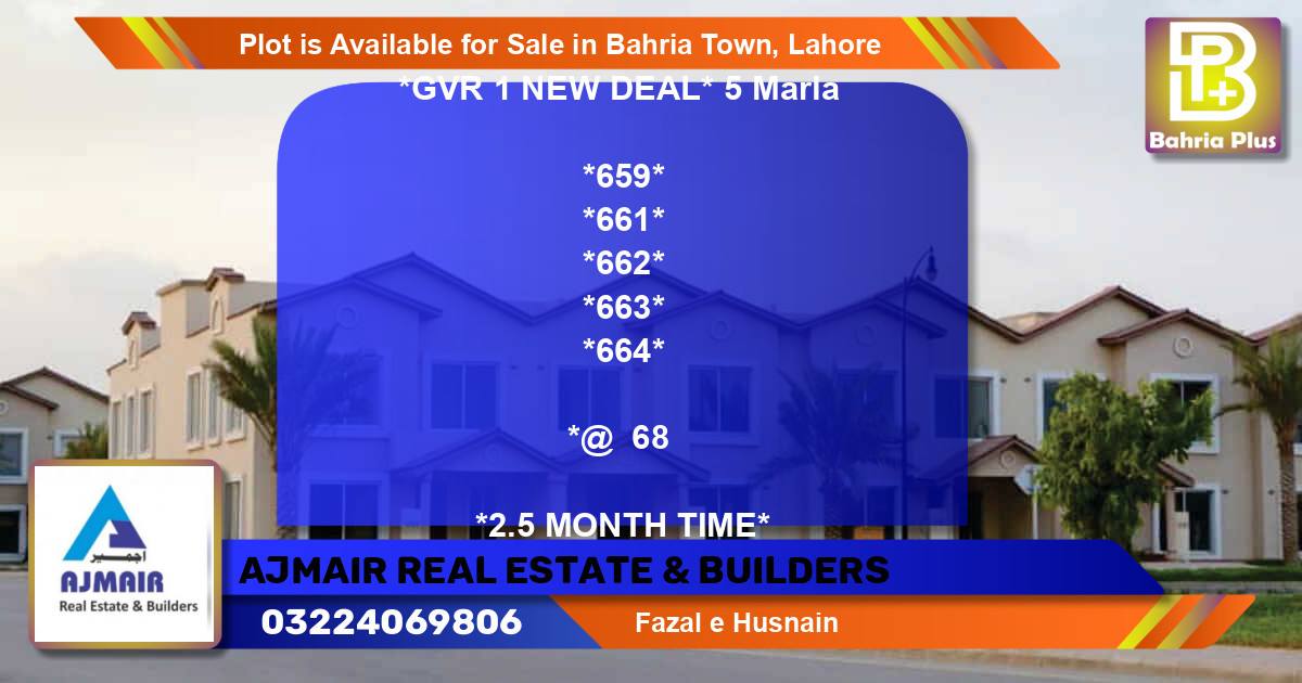 Residential Plot for Sale in Bahria Town, Lahore - (BP-88338)