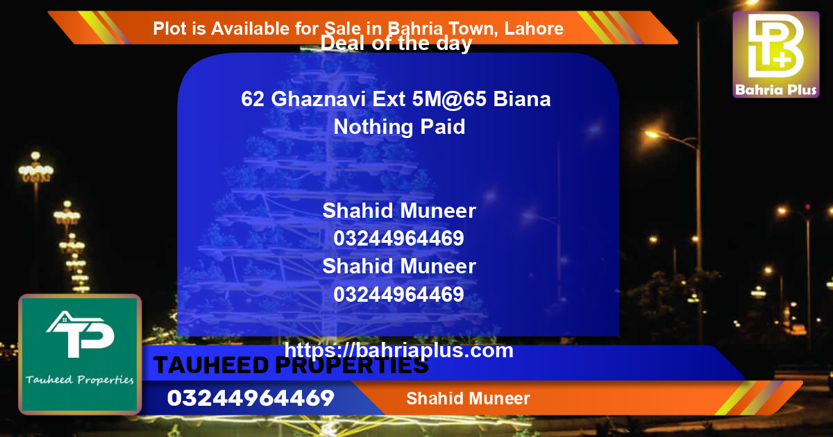 Residential Plot for Sale in Bahria Town, Lahore - (BP-88350)