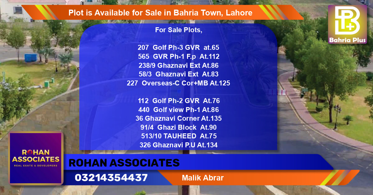 Residential Plot for Sale in Bahria Town, Lahore - (BP-88369)