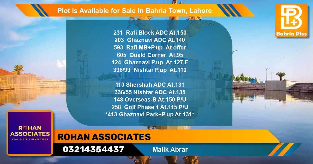 Residential Plot for Sale in Bahria Town, Lahore - (BP-88370)