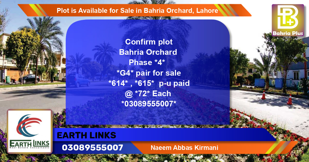 Residential Plot for Sale in Bahria Orchard, Lahore - (BP-88394)