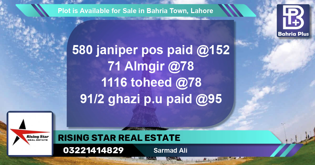 Residential Plot for Sale in Bahria Town, Lahore - (BP-88409)