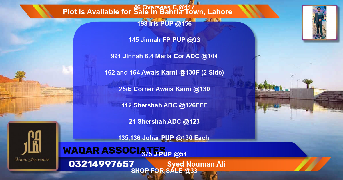 Residential Plot for Sale in Bahria Town, Lahore - (BP-88411)