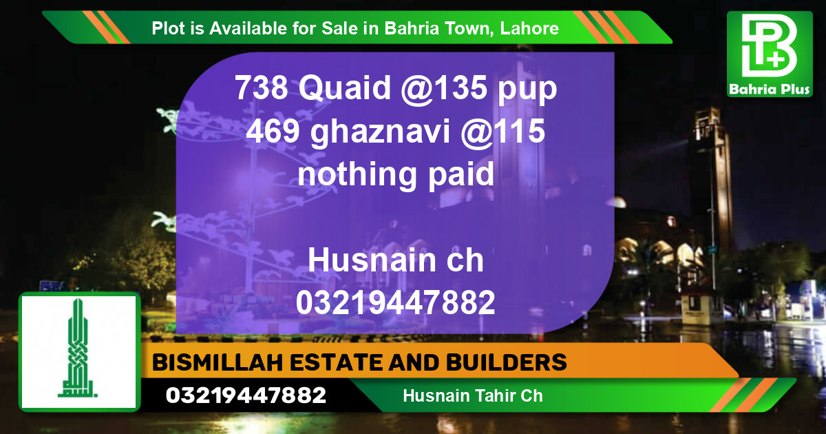 Residential Plot for Sale in Bahria Town, Lahore - (BP-88413)