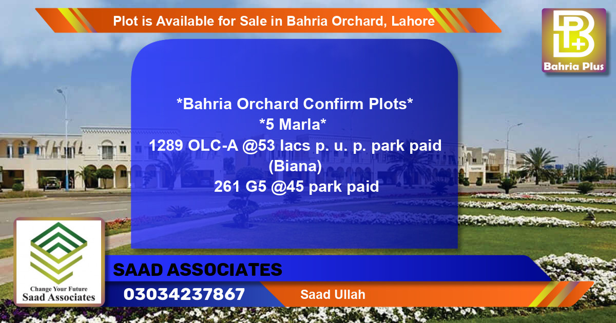 Residential Plot for Sale in Bahria Orchard, Lahore - (BP-88419)