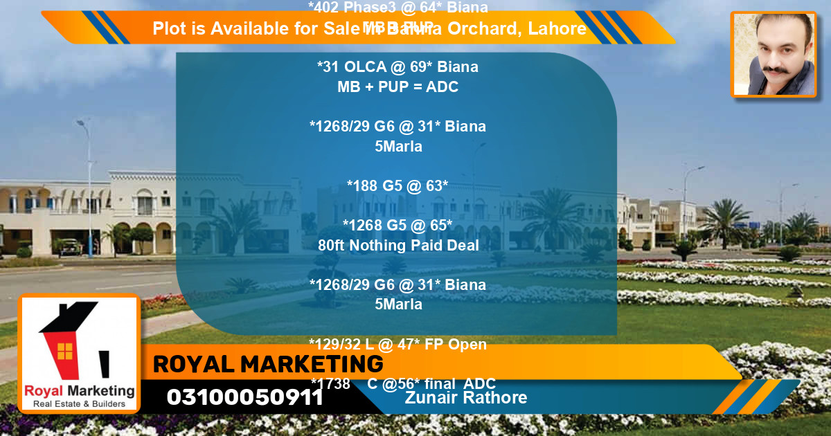 Residential Plot for Sale in Bahria Orchard, Lahore - (BP-88437)