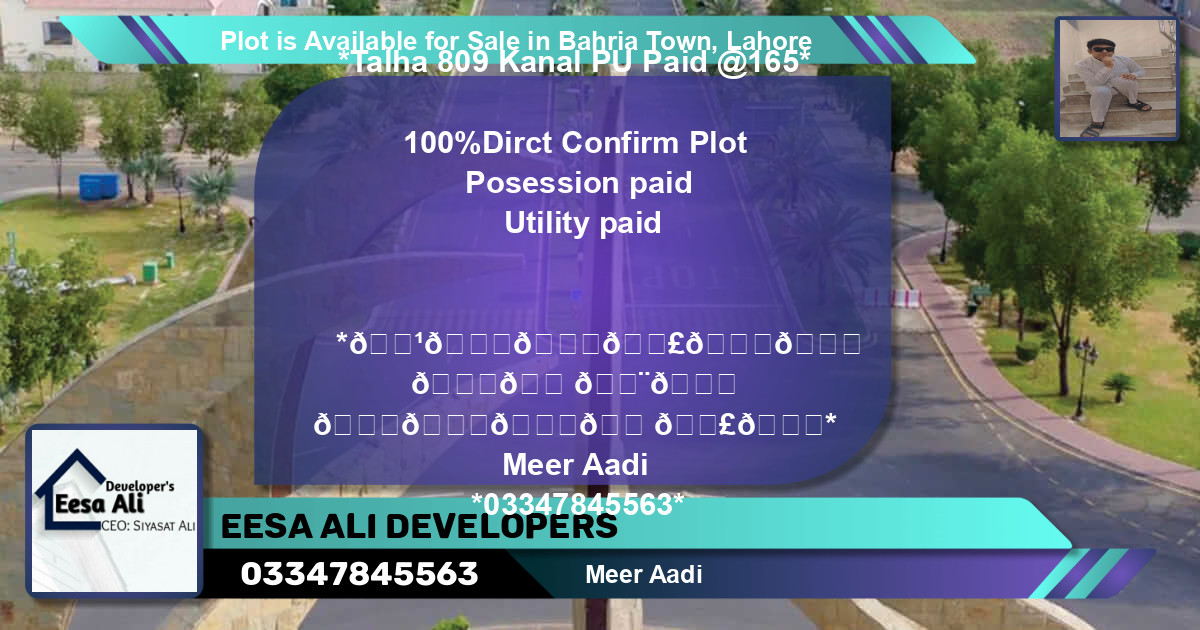 Residential Plot for Sale in Bahria Town, Lahore - (BP-88444)