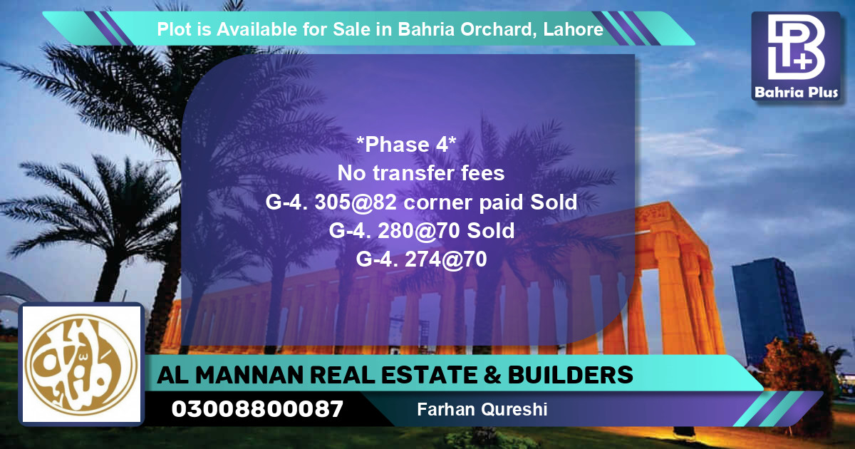 Residential Plot for Sale in Bahria Orchard, Lahore - (BP-88451)