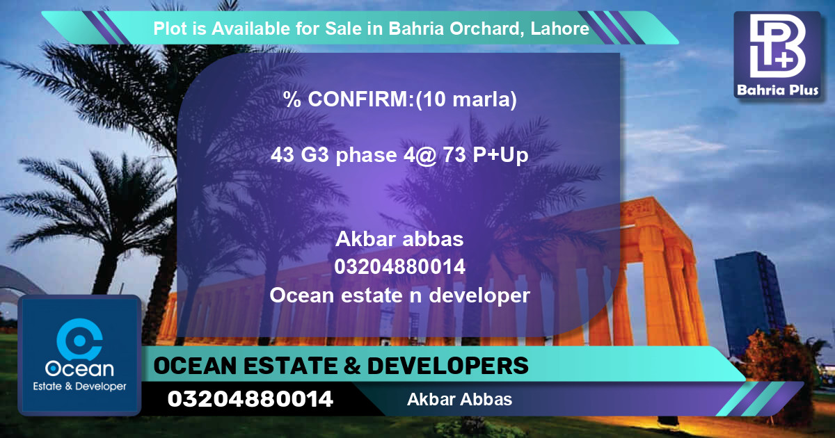 Residential Plot for Sale in Bahria Orchard, Lahore - (BP-88485)