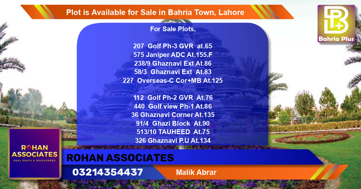 Residential Plot for Sale in Bahria Town, Lahore - (BP-88507)