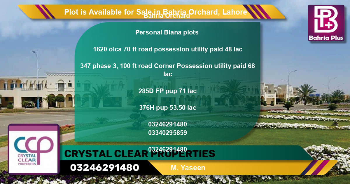 Residential Plot for Sale in Bahria Orchard, Lahore - (BP-88524)