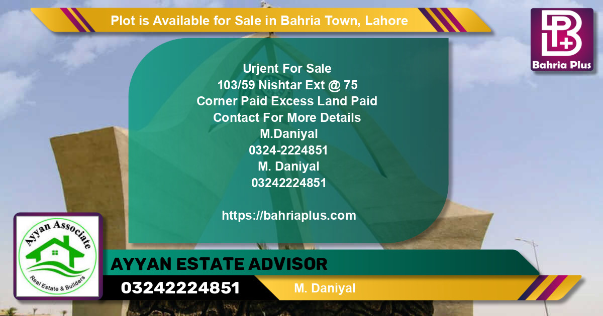 Residential Plot for Sale in Bahria Town, Lahore - (BP-88532)