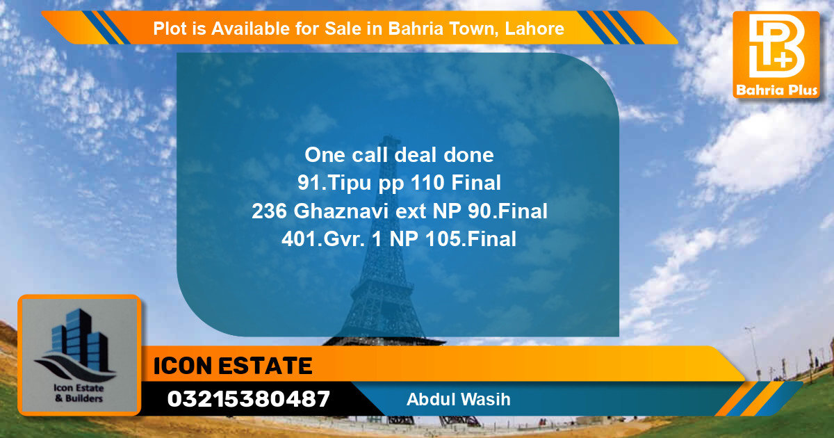 Residential Plot for Sale in Bahria Town, Lahore - (BP-88565)