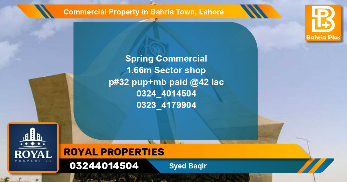 Commercial Property for Sale in Bahria Town, Lahore - (BP-88571)
