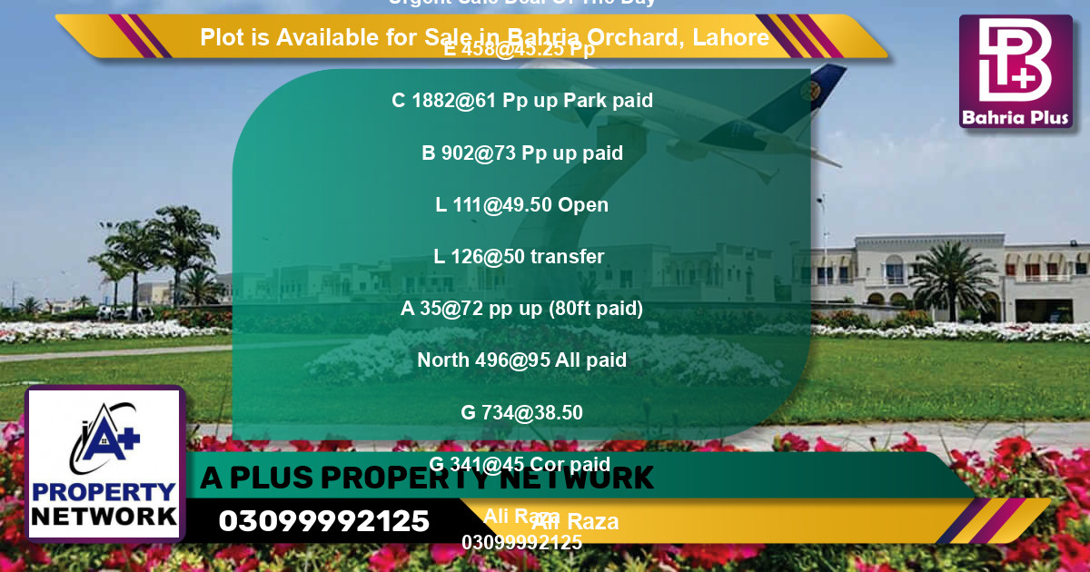 Residential Plot for Sale in Bahria Orchard, Lahore - (BP-88587)