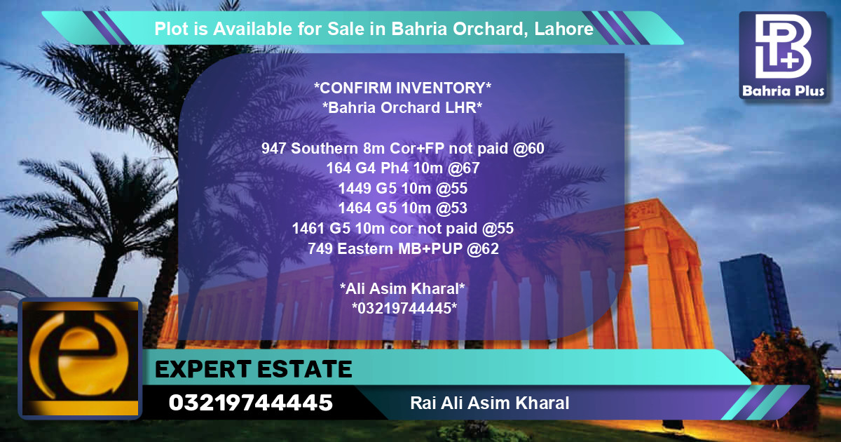 Residential Plot for Sale in Bahria Orchard, Lahore - (BP-88590)