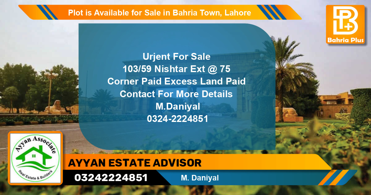 Residential Plot for Sale in Bahria Town, Lahore - (BP-88613)