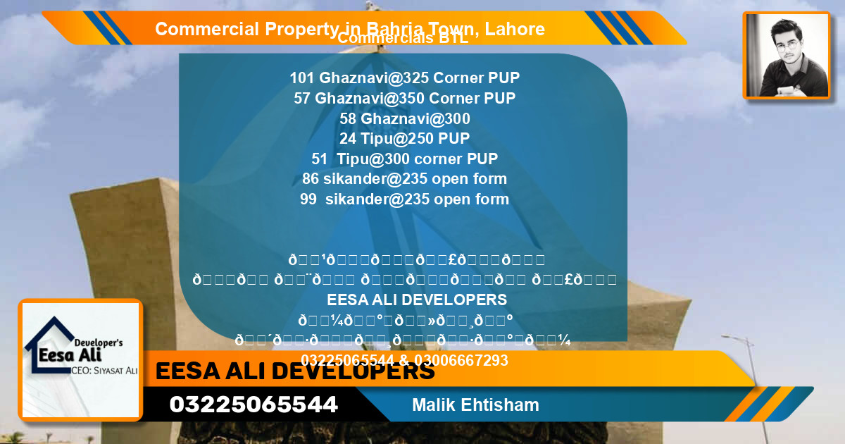 Commercial Property for Sale in Bahria Town, Lahore - (BP-88648)