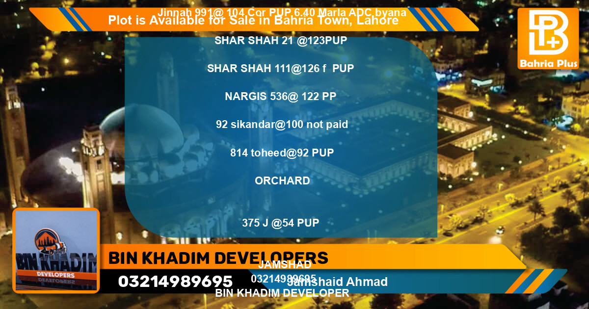 Residential Plot for Sale in Bahria Town, Lahore - (BP-88649)