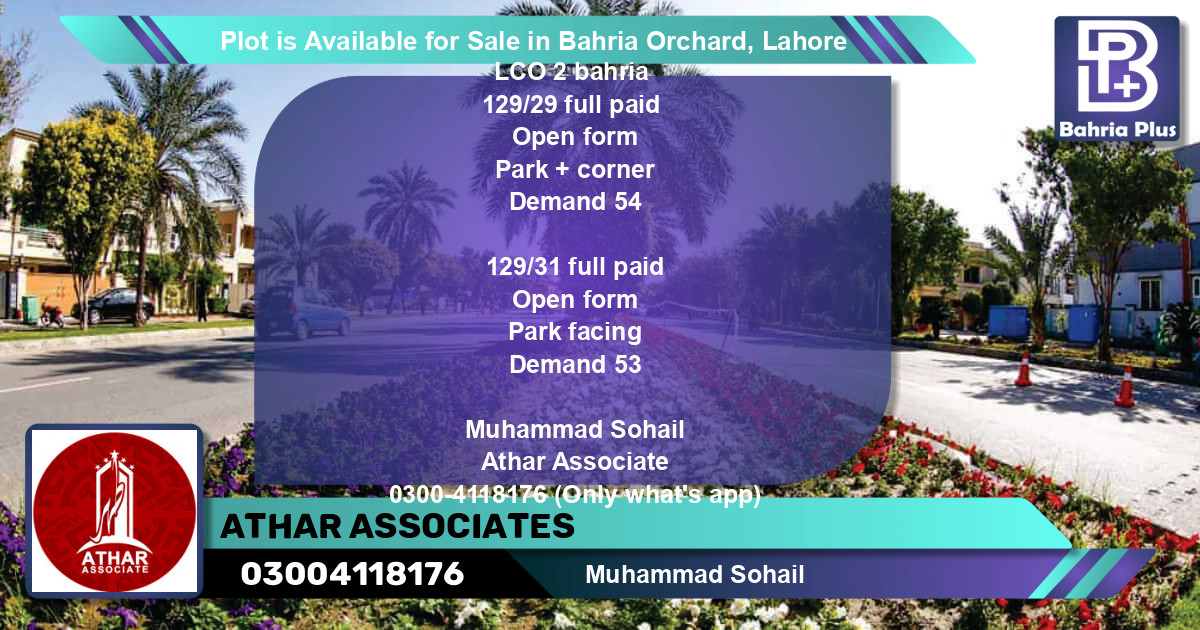 Residential Plot for Sale in Bahria Orchard, Lahore - (BP-88653)