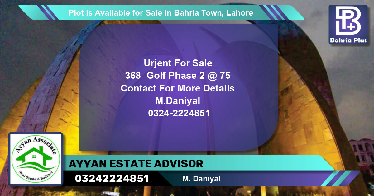 Residential Plot for Sale in Bahria Town, Lahore - (BP-88669)