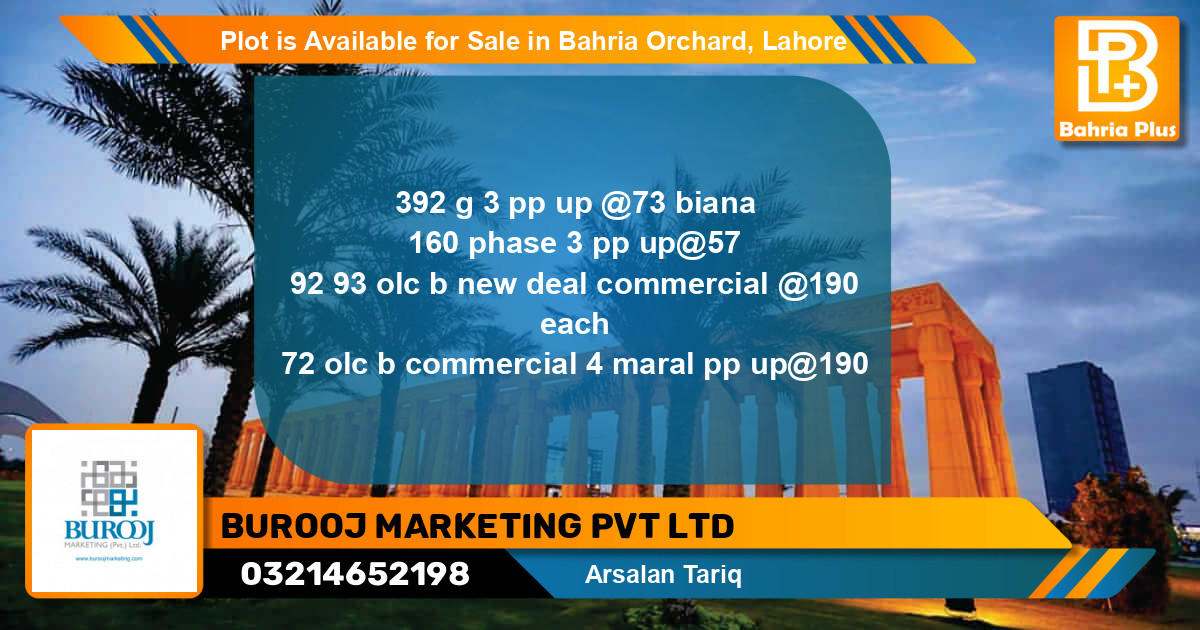 Commercial Plot for Sale in Bahria Orchard, Lahore - (BP-88680)