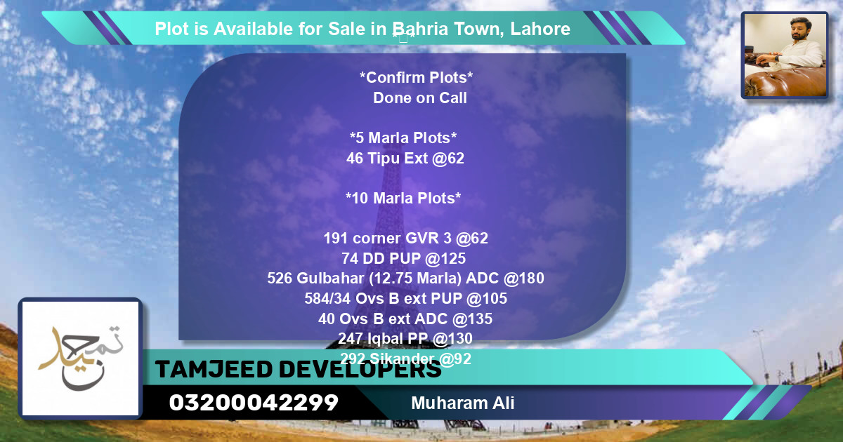 Residential Plot for Sale in Bahria Town, Lahore - (BP-88696)