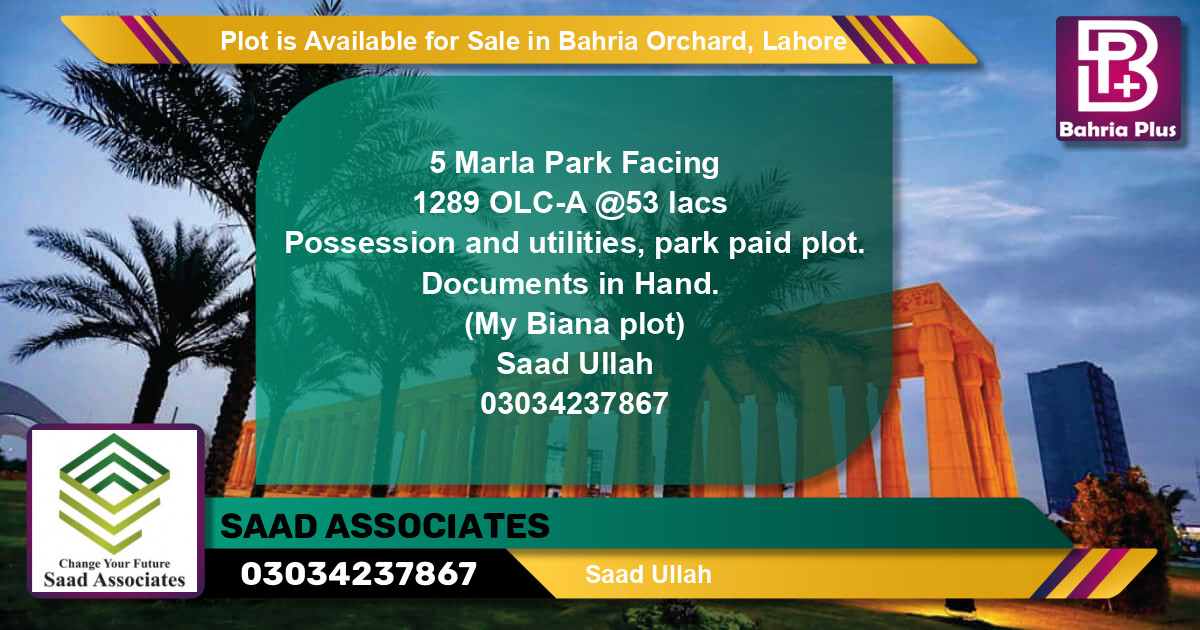 Residential Plot for Sale in Bahria Orchard, Lahore - (BP-88699)