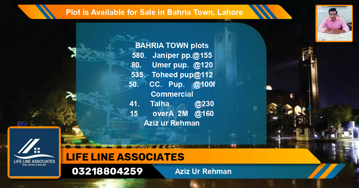 Commercial Plot for Sale in Bahria Town, Lahore - (BP-88715)