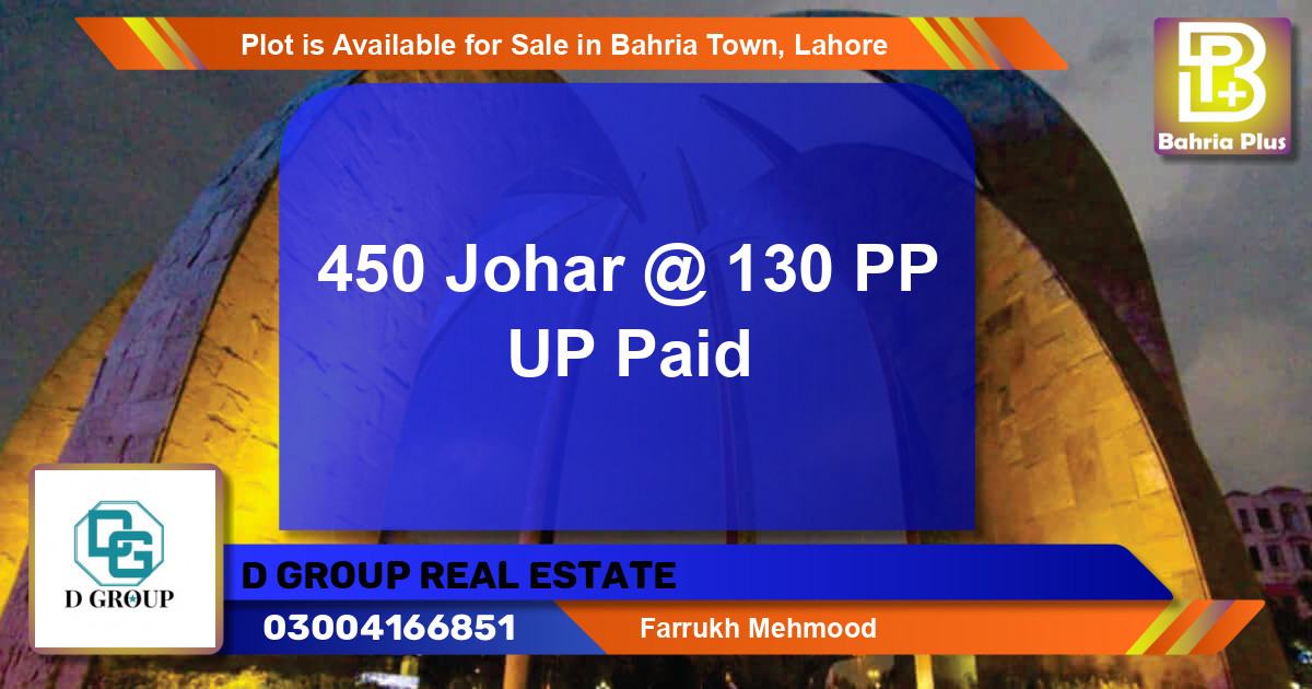 Residential Plot for Sale in Bahria Town, Lahore - (BP-88717)