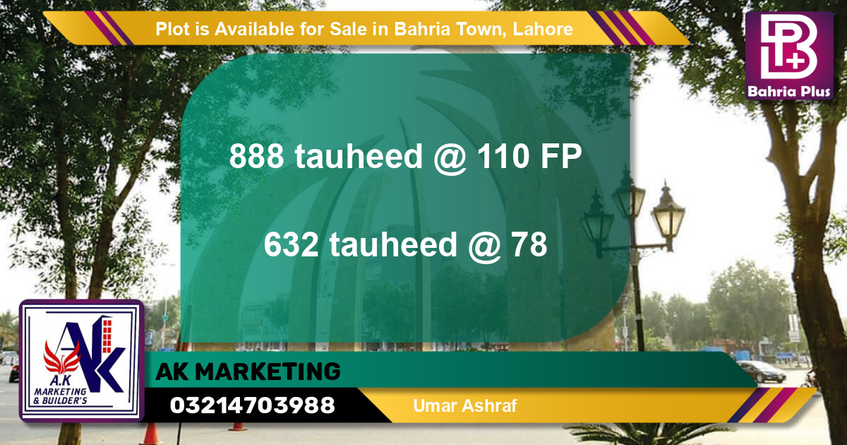 Residential Plot for Sale in Bahria Town, Lahore - (BP-88722)