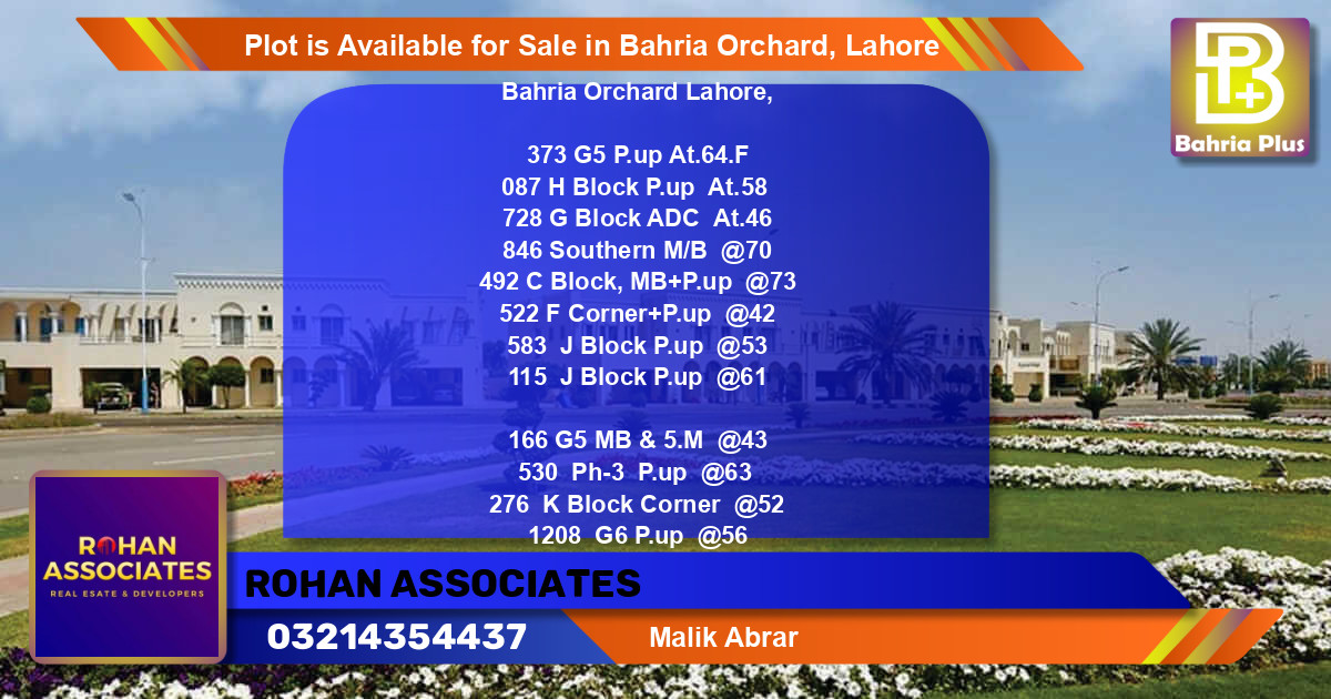 Residential Plot for Sale in Bahria Orchard, Lahore - (BP-88727)