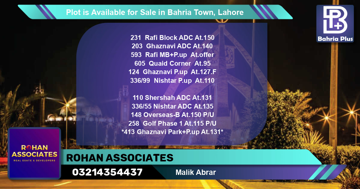 Residential Plot for Sale in Bahria Town, Lahore - (BP-88735)