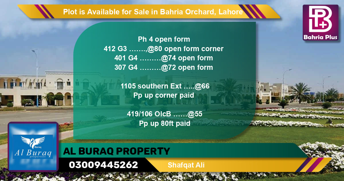 Residential Plot for Sale in Bahria Orchard, Lahore - (BP-88748)