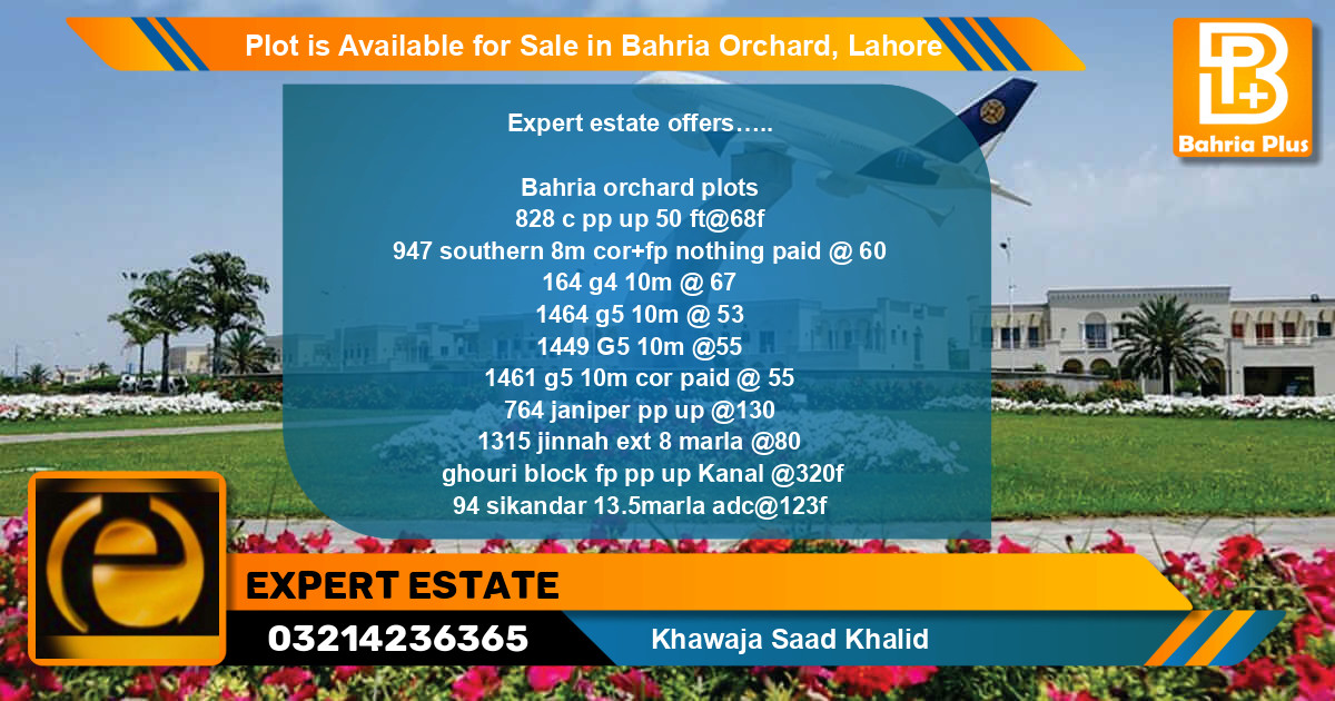 Residential Plot for Sale in Bahria Orchard, Lahore - (BP-88754)