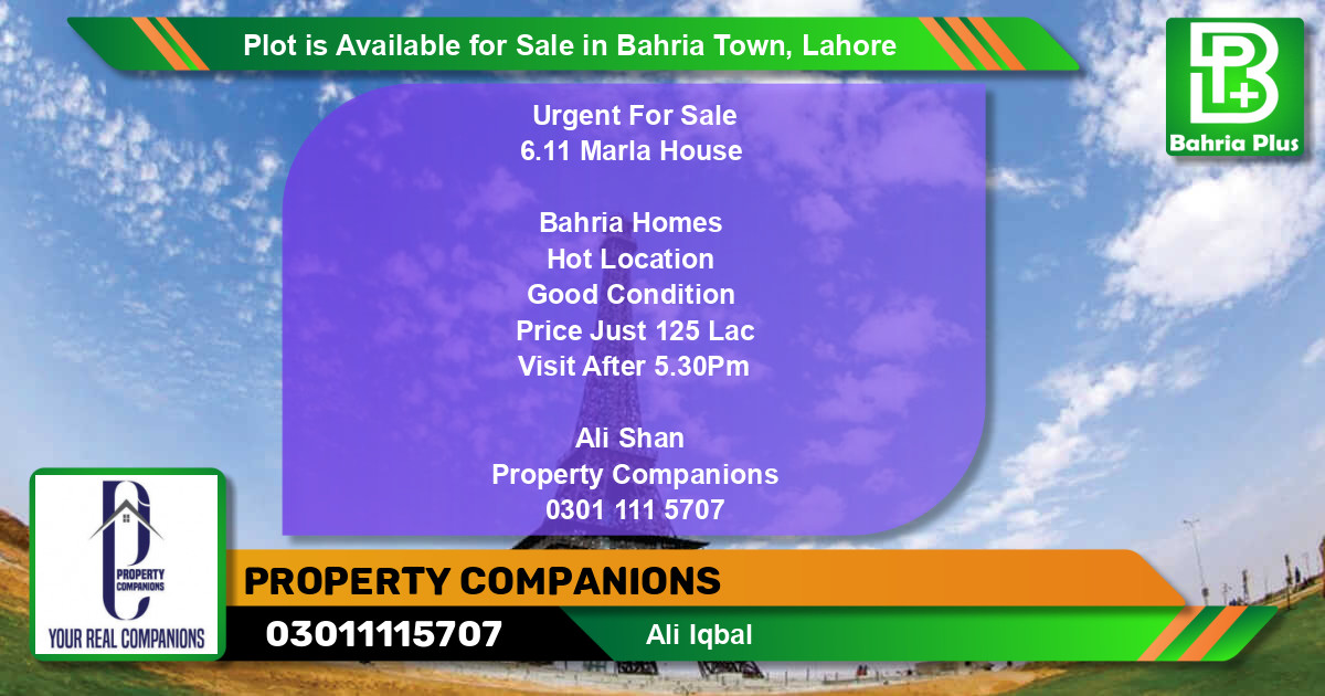 Residential Plot for Sale in Bahria Town, Lahore - (BP-88763)