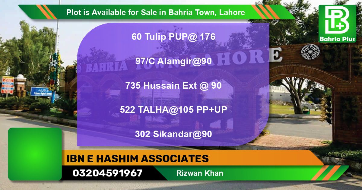 Residential Plot for Sale in Bahria Town, Lahore - (BP-88769)