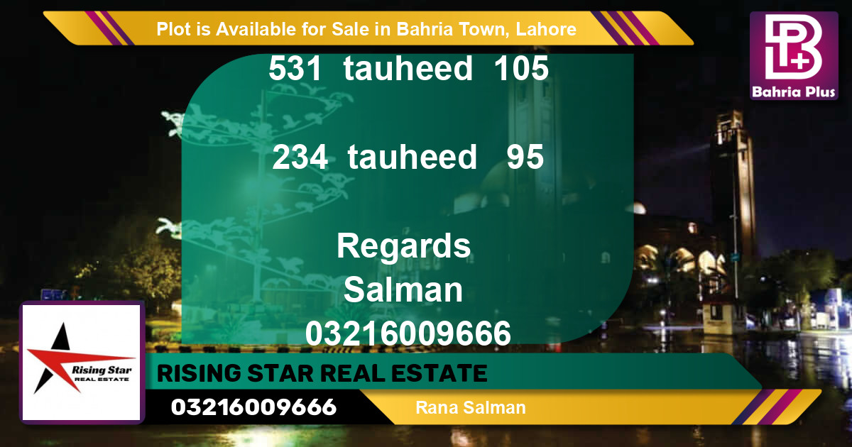 Residential Plot for Sale in Bahria Town, Lahore - (BP-88771)