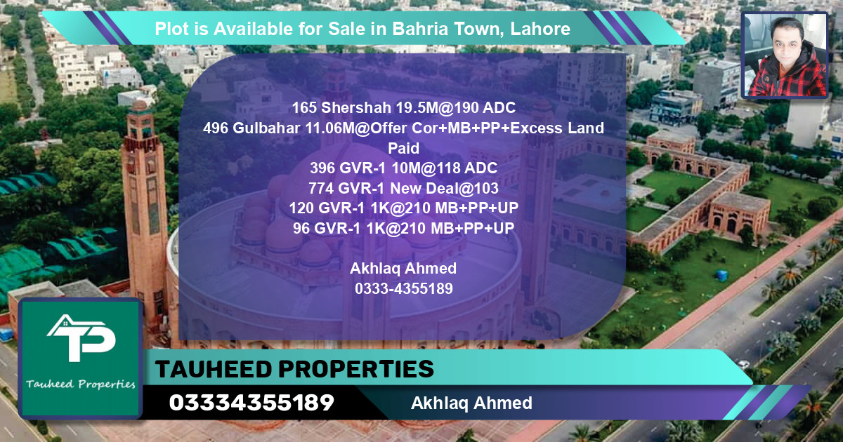 Residential Plot for Sale in Bahria Town, Lahore - (BP-88785)