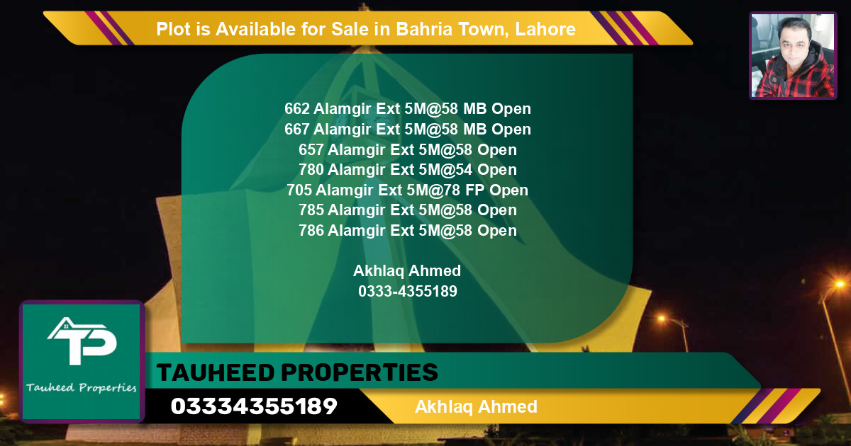Residential Plot for Sale in Bahria Town, Lahore - (BP-88788)